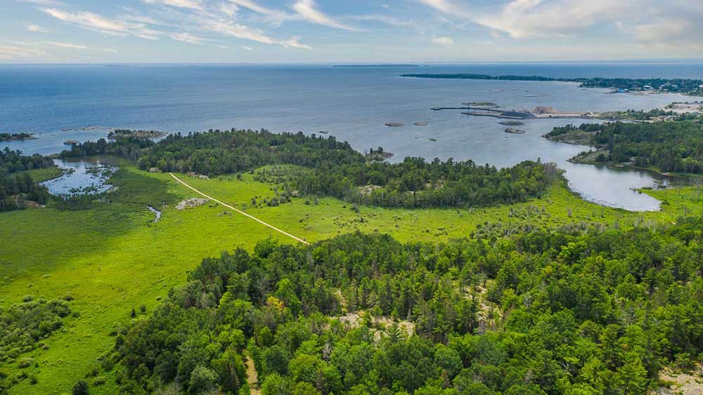 aerial view thessalon coastal trail