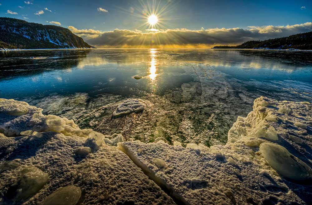 old woman bay lake superior winter