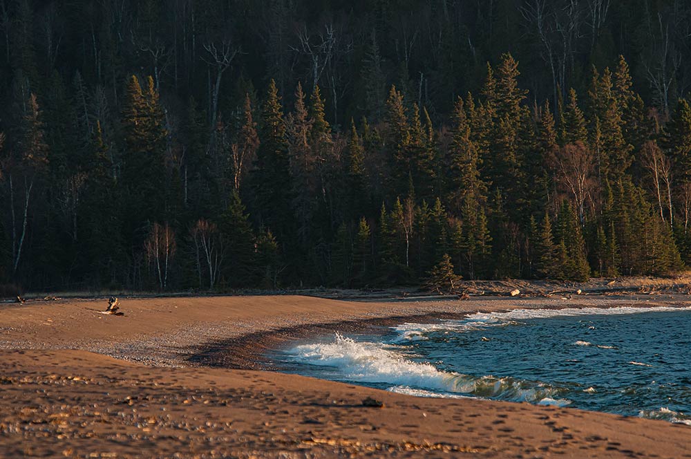 beach at old woman bay lake superior