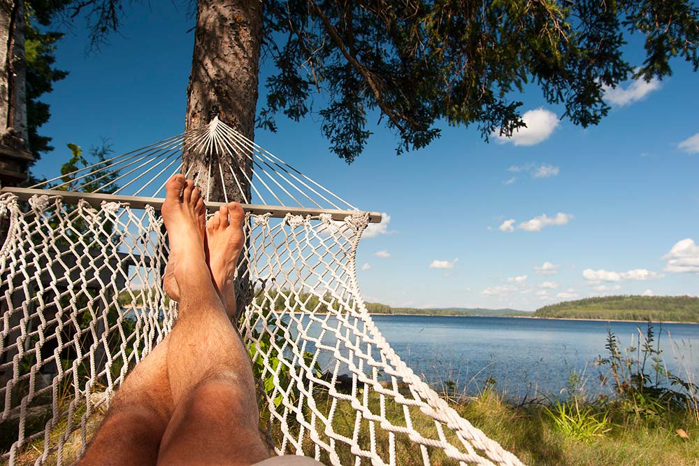 swinging in a hammock