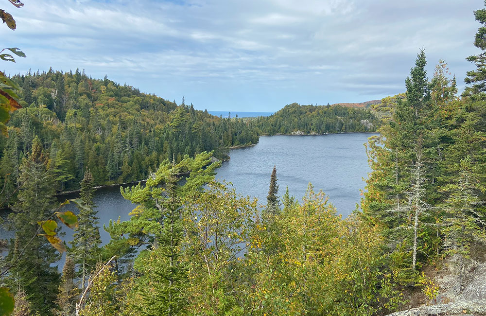 view from orphan lake trail lake Superior