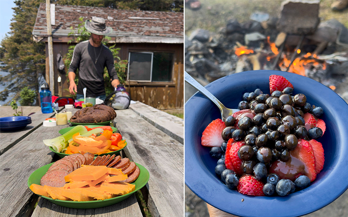 Charcuterie lunch |Berry bowl with drizzled chocolate